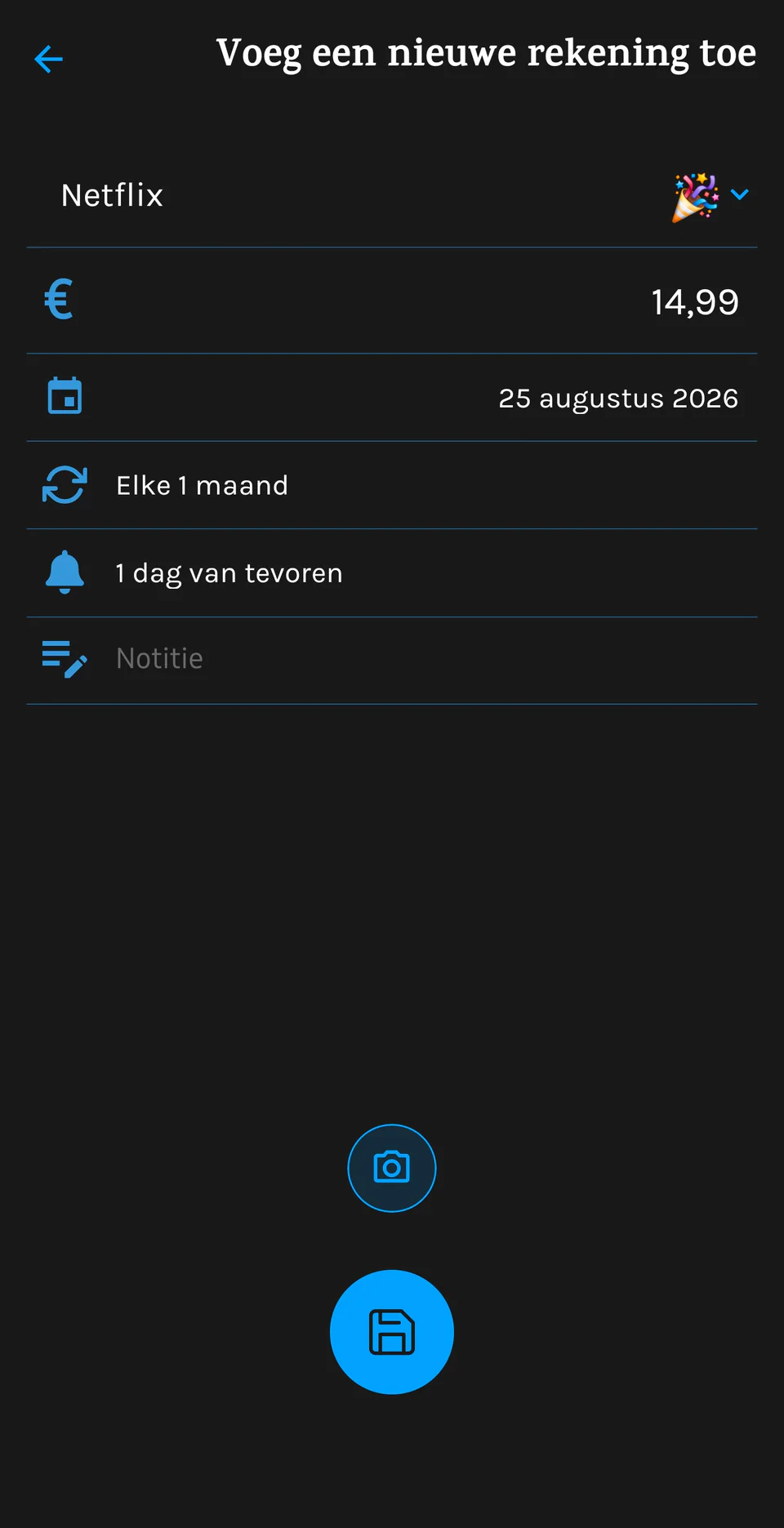 Add a bill independently